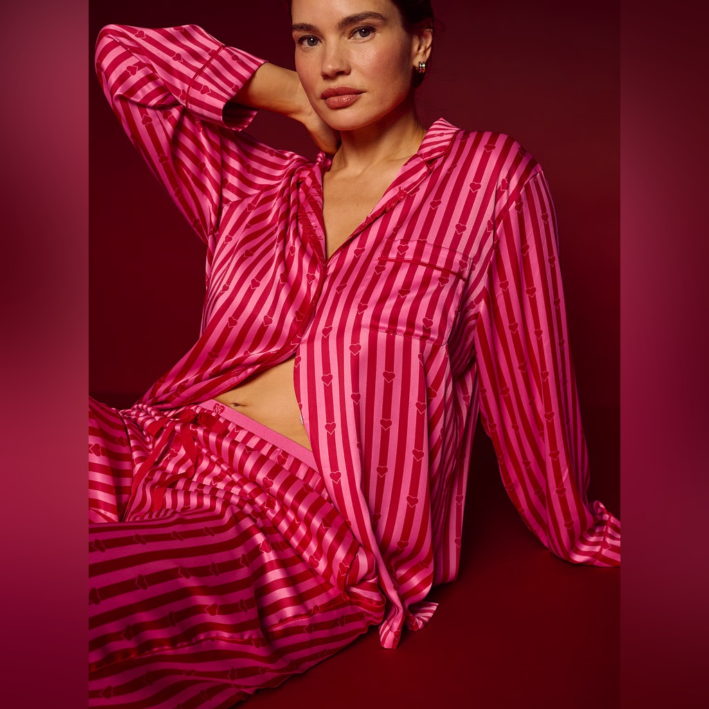 Nwt New Color Embroidered Victoria's Secret Signature Satin Long Pajama Set